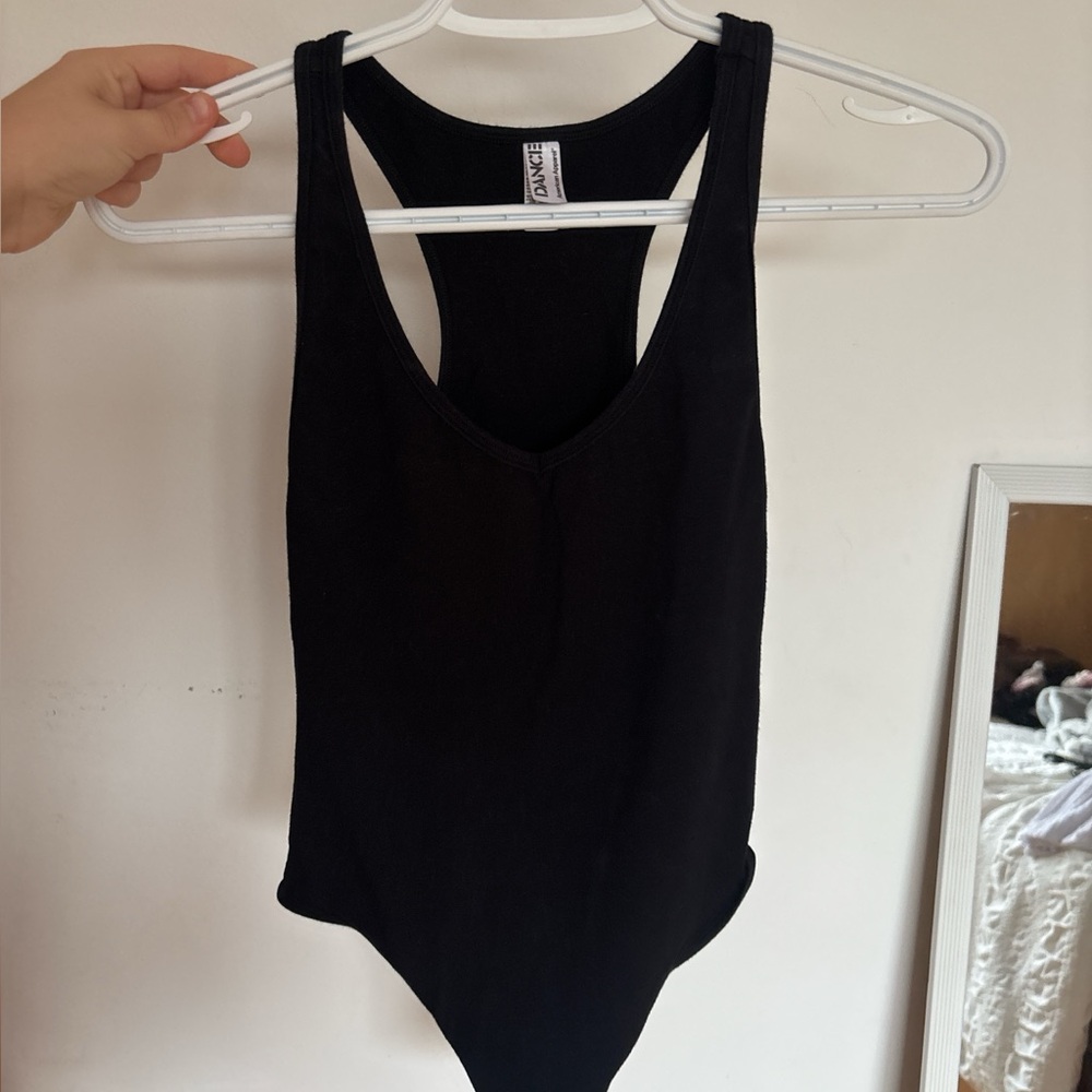 American Apparel Black Racerback Bodysuit